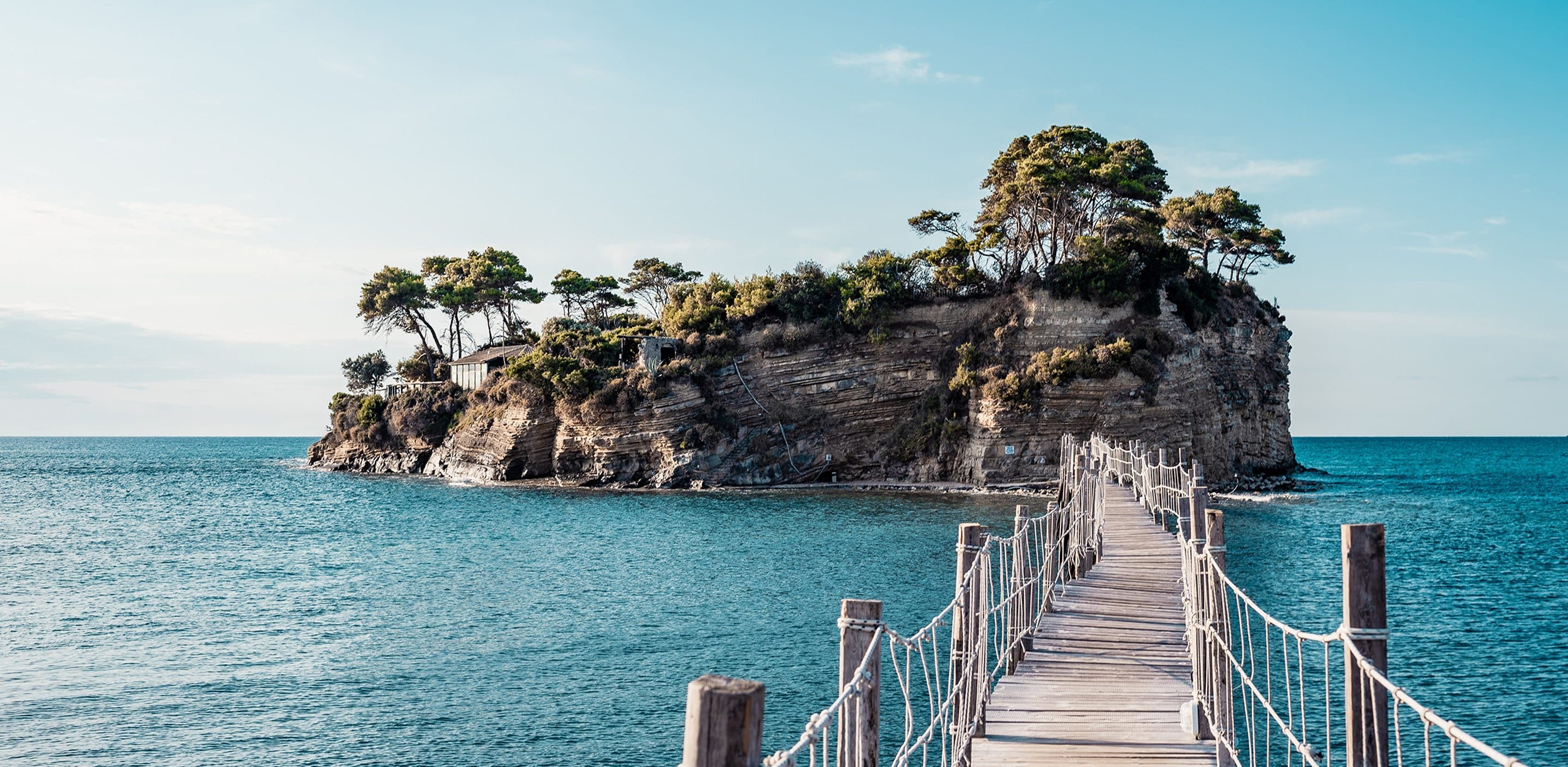 Luxury honeymoon island with wooden pier